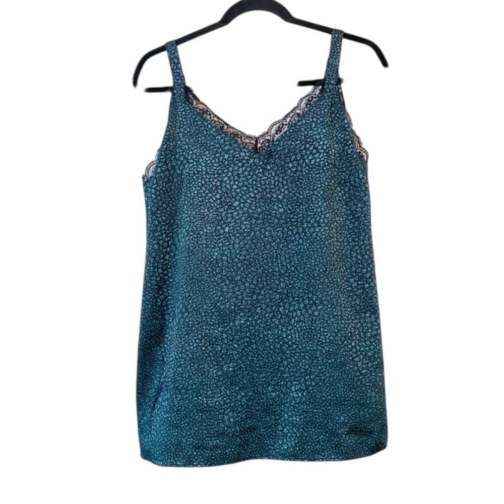Lane Bryant Size 12 Teal Speckled Cami Tank‎ Top Lace Trim